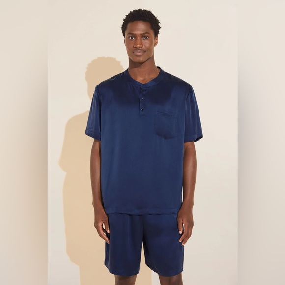 Eberjey Charles Washable Silk Short PJ Set - Picture 2 of 4